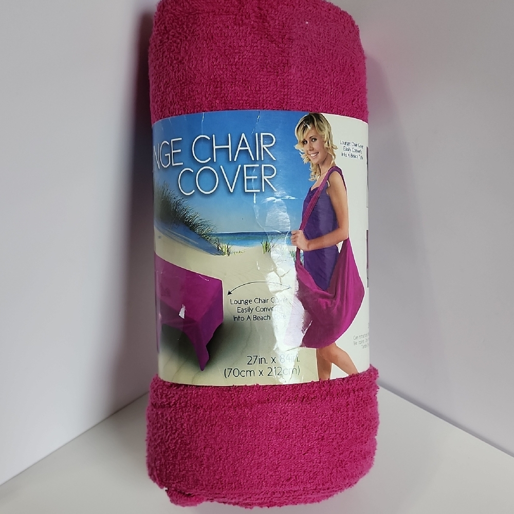 Morgan  Lounge Chair Cover Beach Tote Storage Pockets  Brand New  Magenta Color